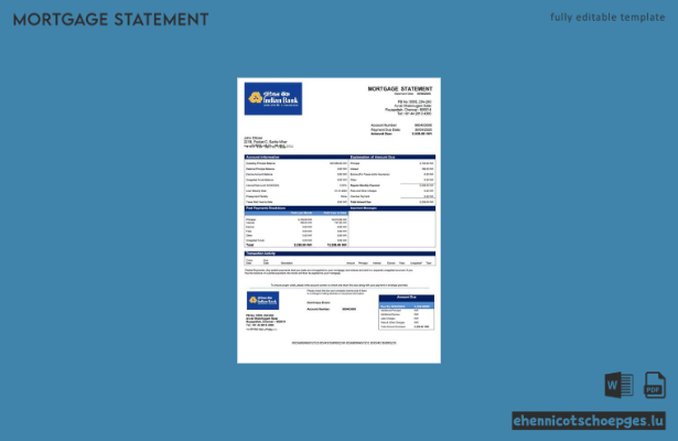 Beispielvorschau eines Hypothekenauszugs der Indian Bank (Word- und PDF-Format)
